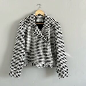 Black & White Cropped Moto Style Jacket